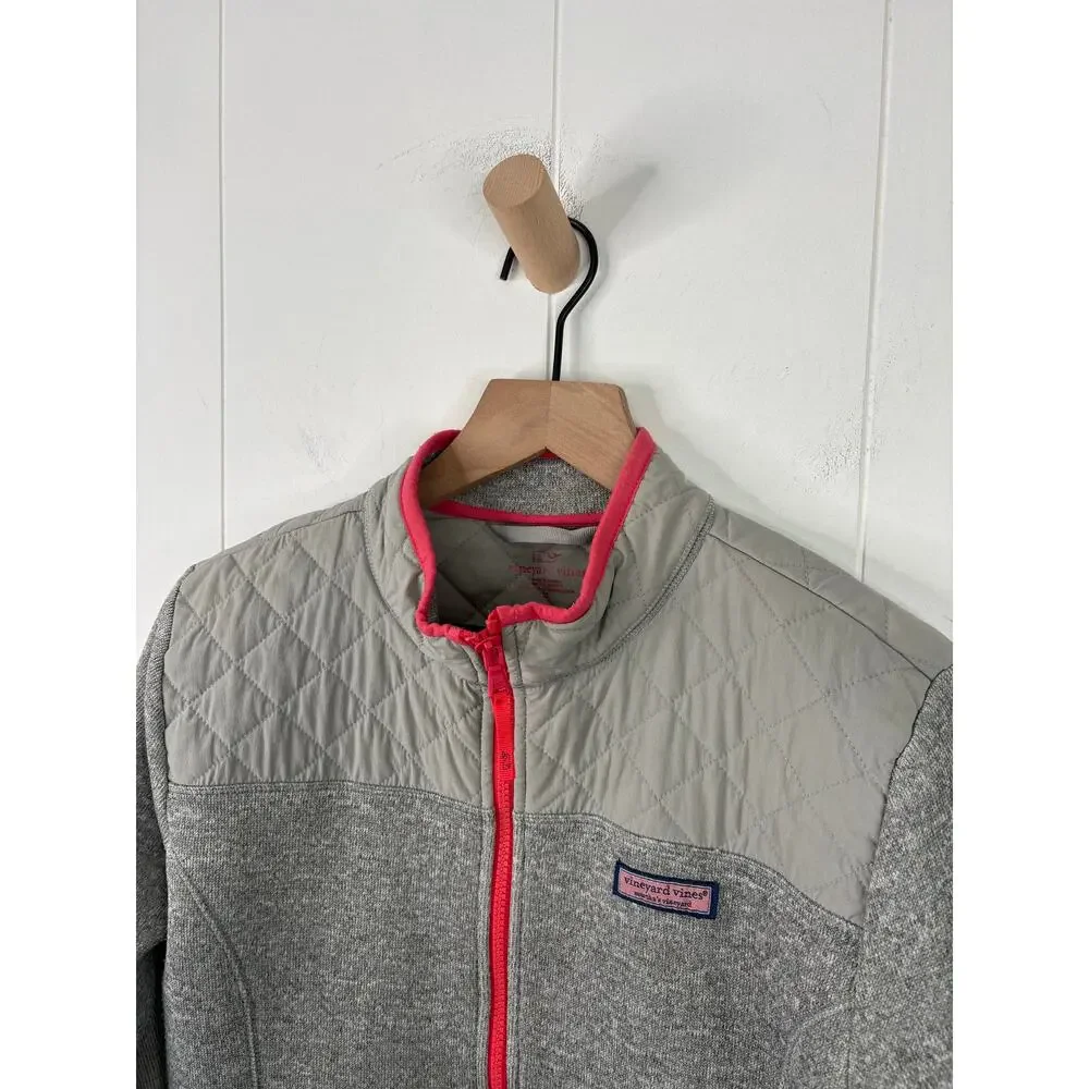 Vineyard Vines Girls Quilted Fleece Jacket Size XL Gray Casual Gorpcore